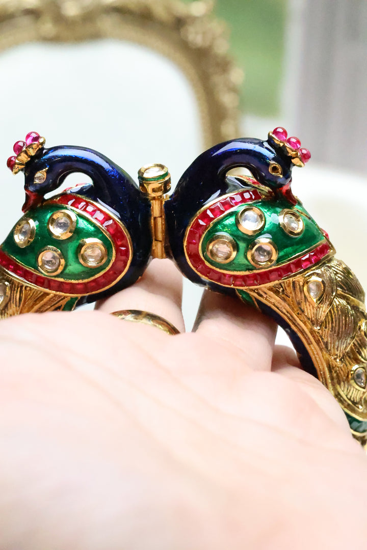 Statement Meenakari Peacock Kada
