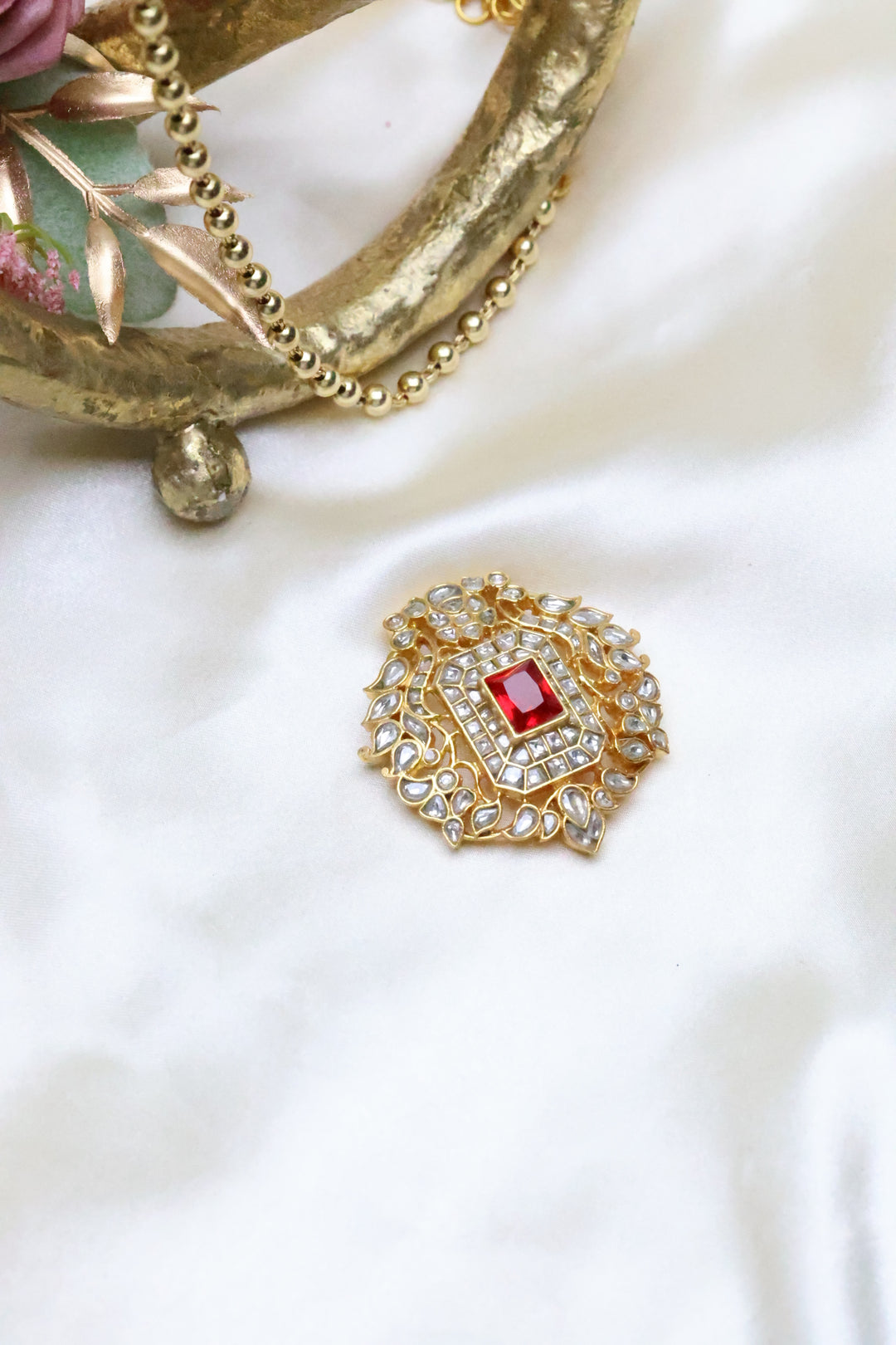 92.5 Silver Peacock Grace – A Kundan Delight in Miniature