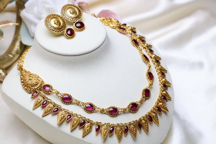 92.5 Silver Antique Gold Layered Necklace