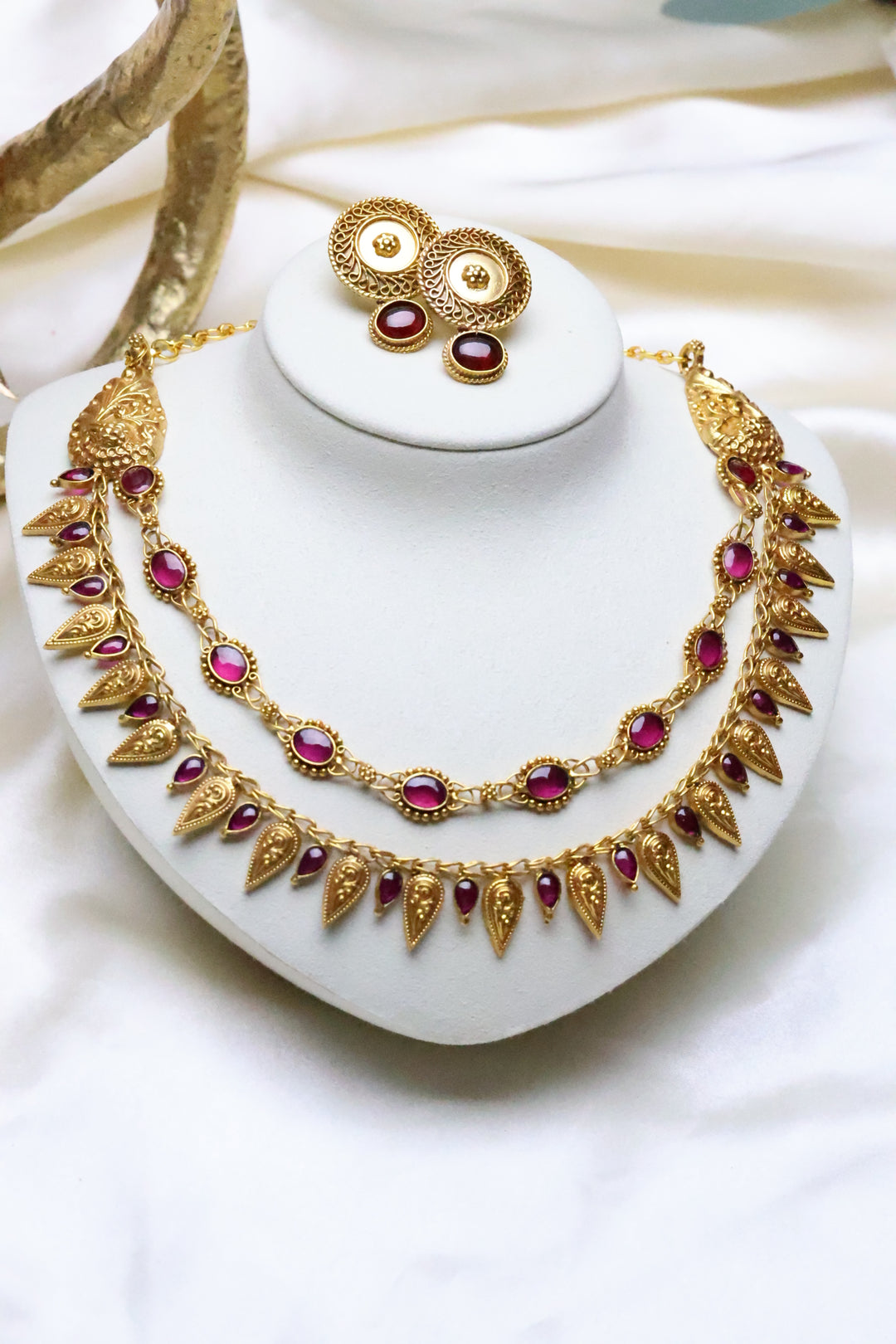 92.5 Silver Antique Gold Layered Necklace