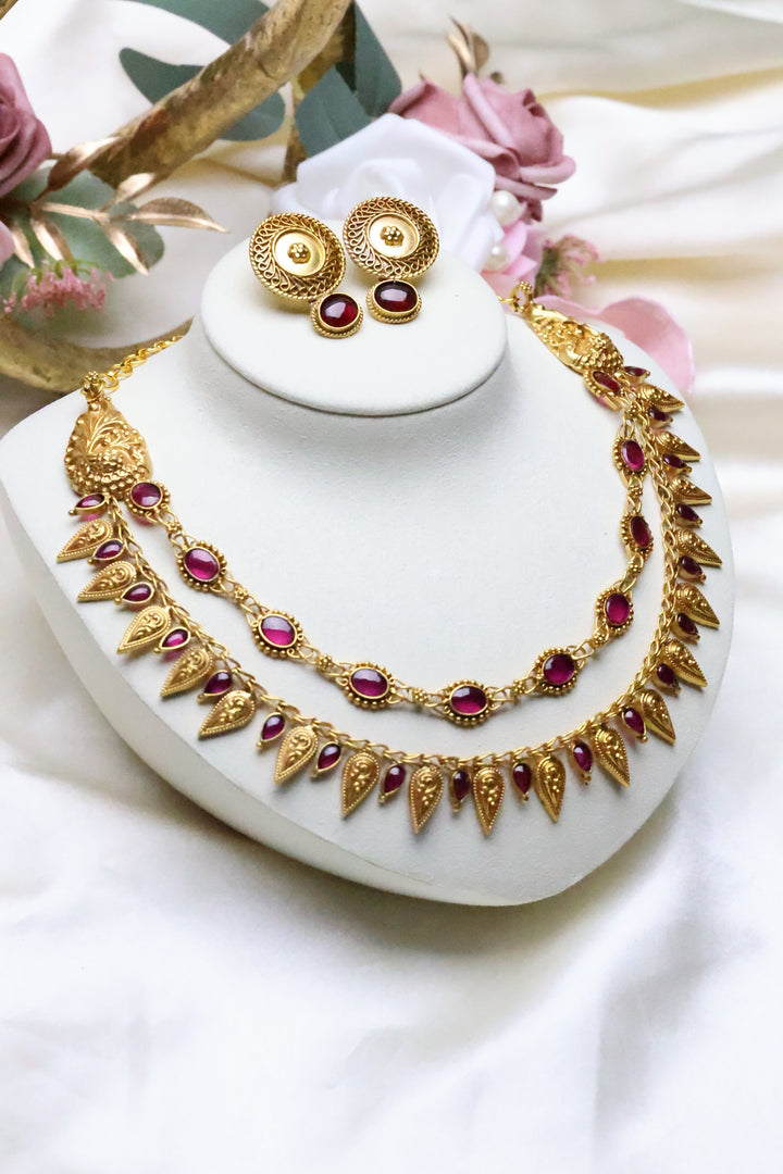 92.5 Silver Antique Gold Layered Necklace