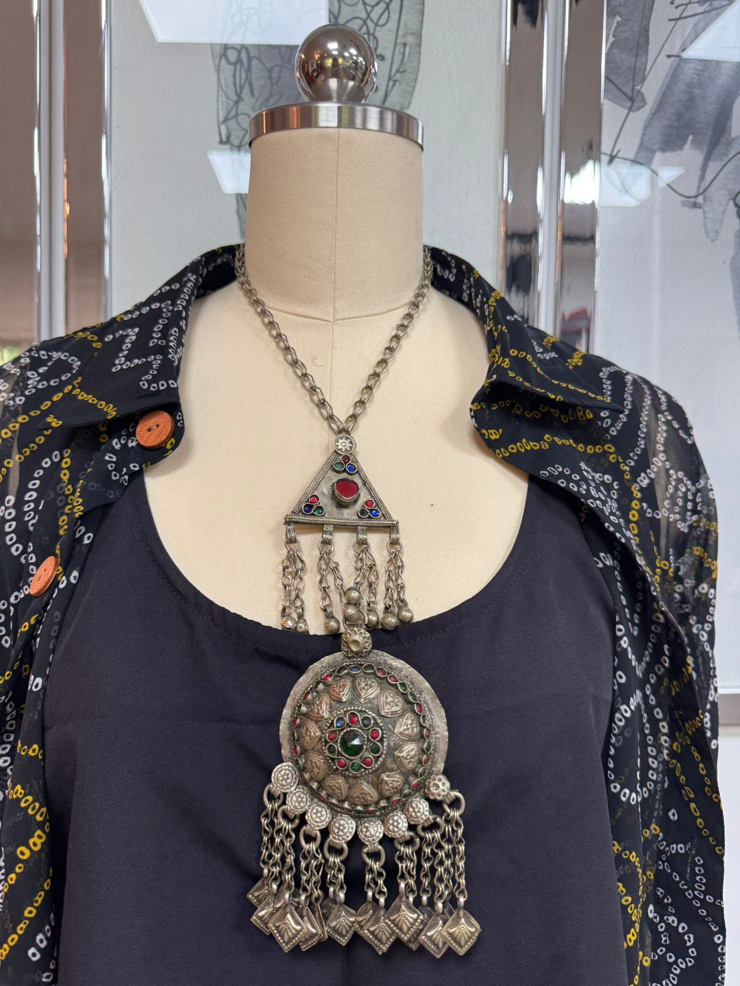 Afghani Collection: Statement double Pendant Mala [12369]