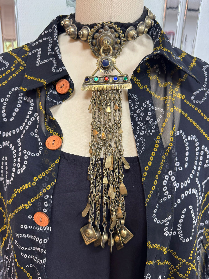 Afghani Collection: Statement Grand Choker with Long Tassel Pendant [12373]