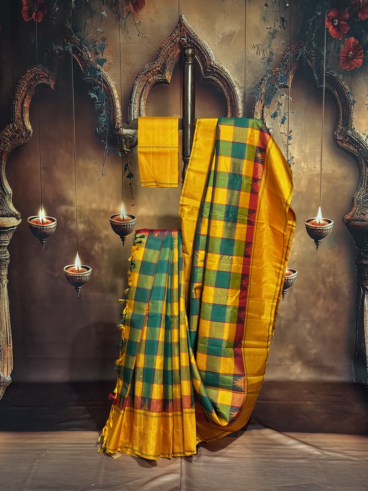 Exclusive Pure Kanjeevarm Handwoven saree Multi Checks