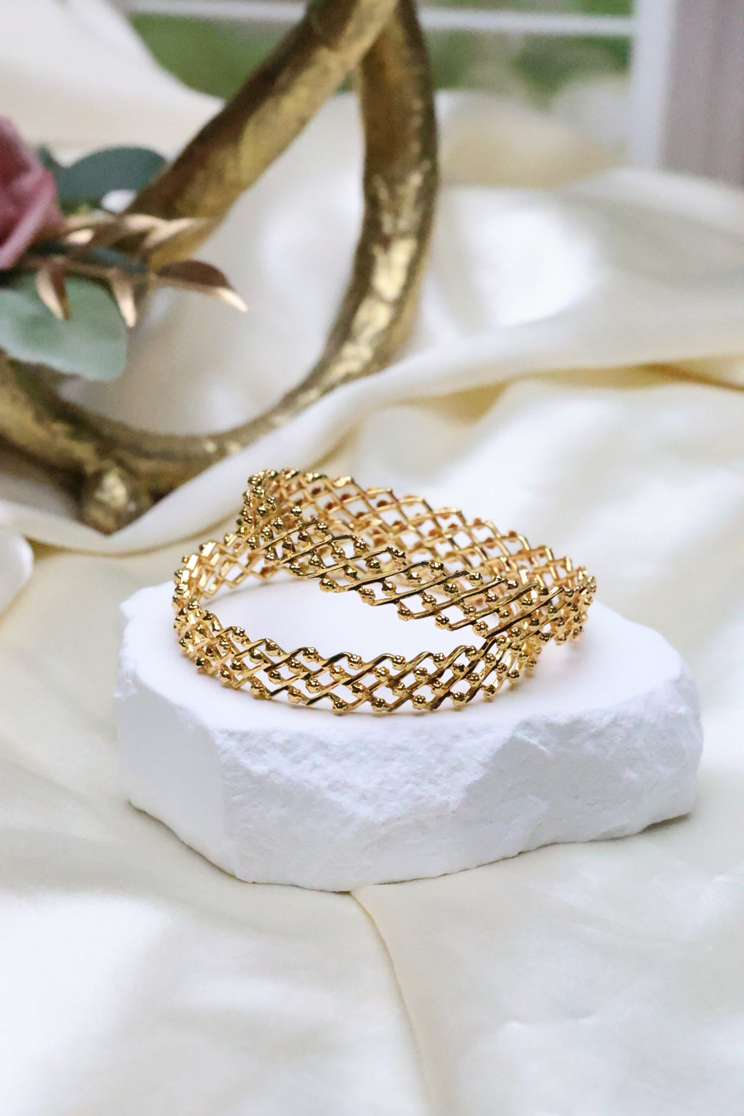 Gold Mesh Bangles (Pair) [11446]