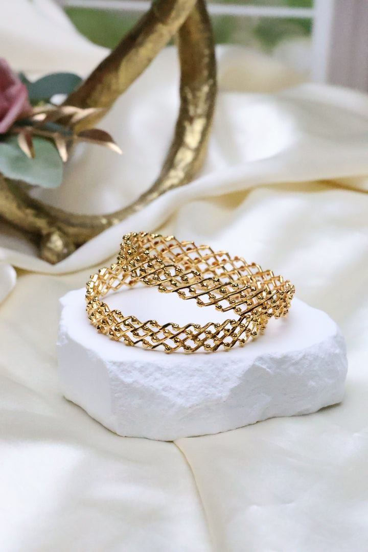 Gold Mesh Bangles (Pair) [11446]