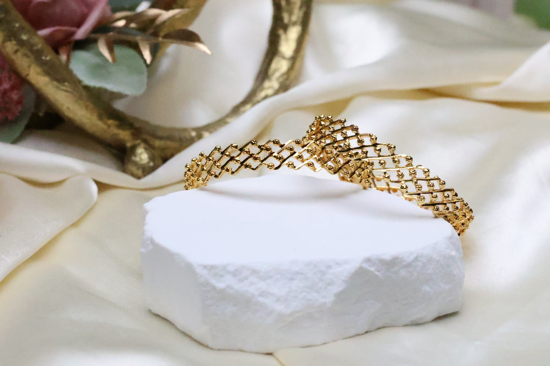 Gold Mesh Bangles (Pair) [11446]