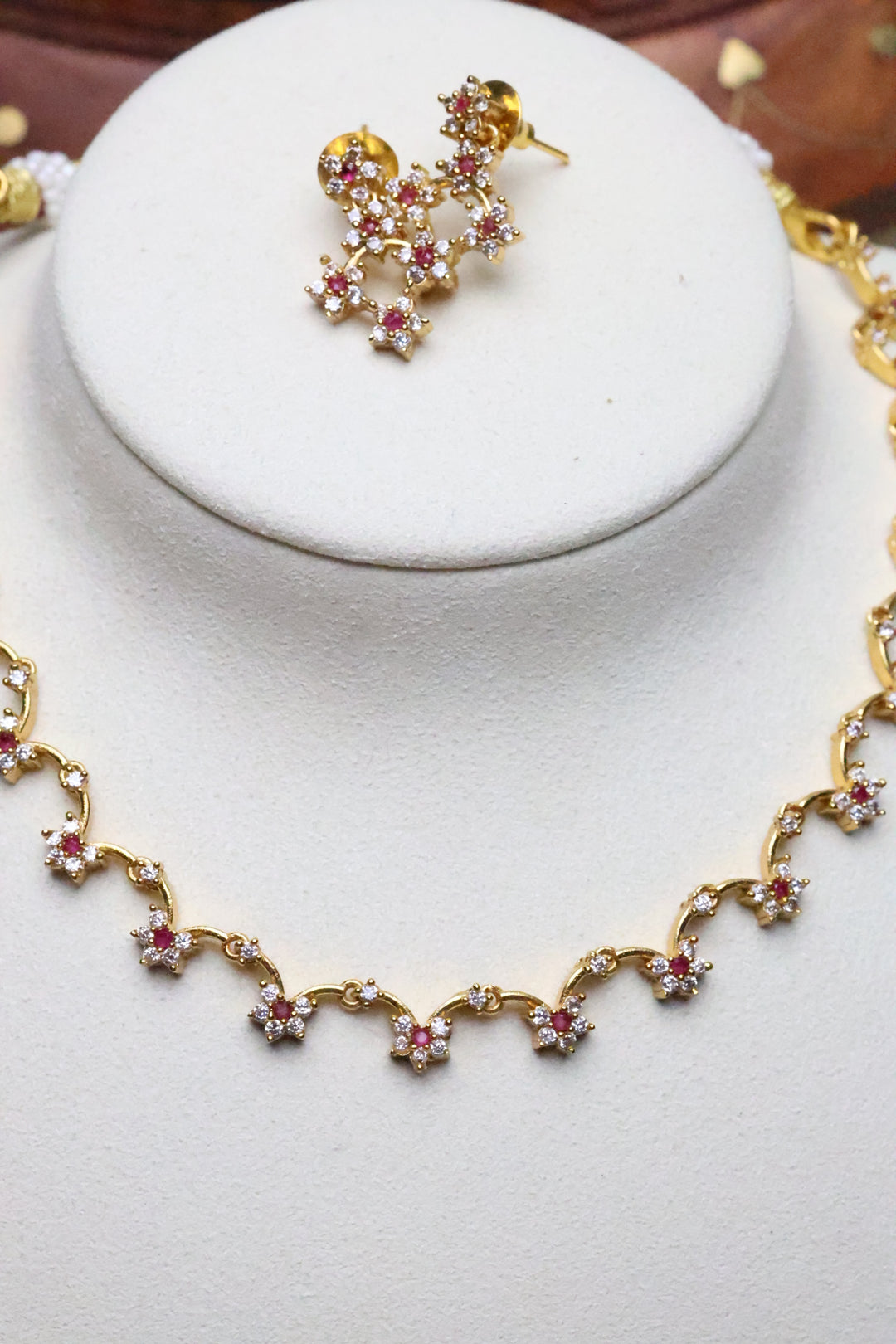Dainty Floral CZ Necklace Set [12020]
