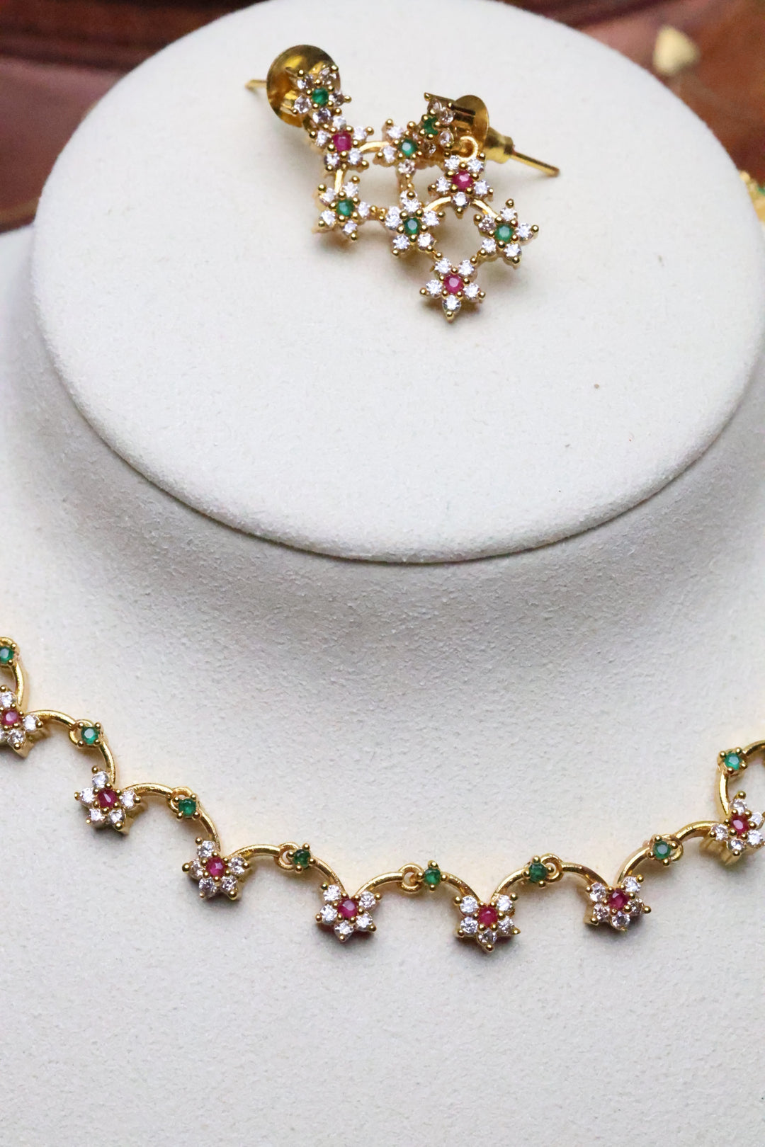 Dainty Floral CZ Necklace Set [12020]