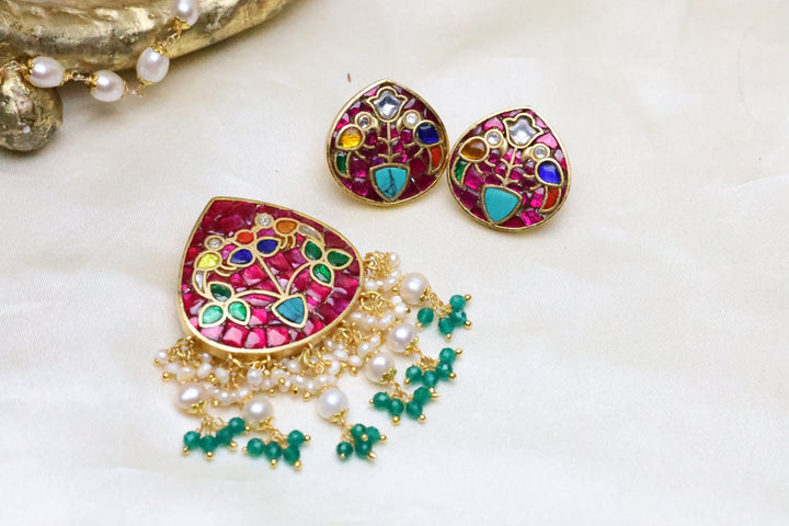 92.5 Silver Sheesh Mahal Dreams Pendant and Earrings [12129]