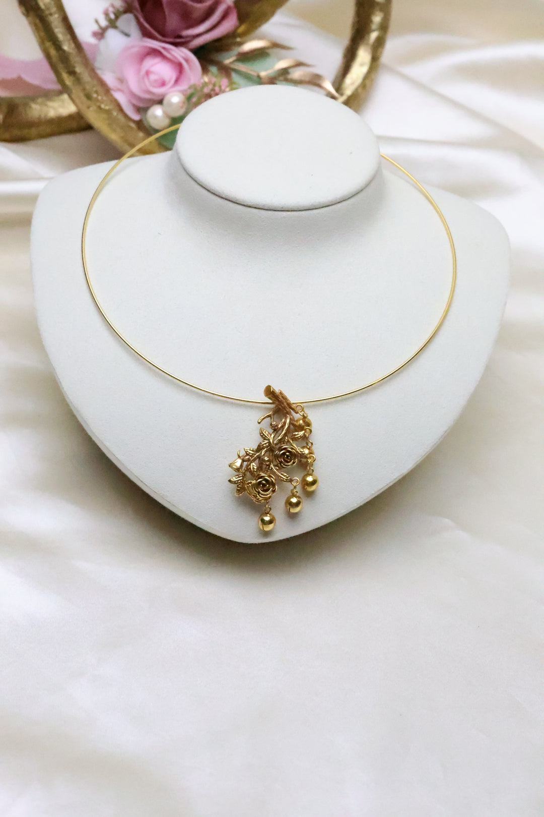 92.5 Silver Gilded Rose Vines Pendant [12093]