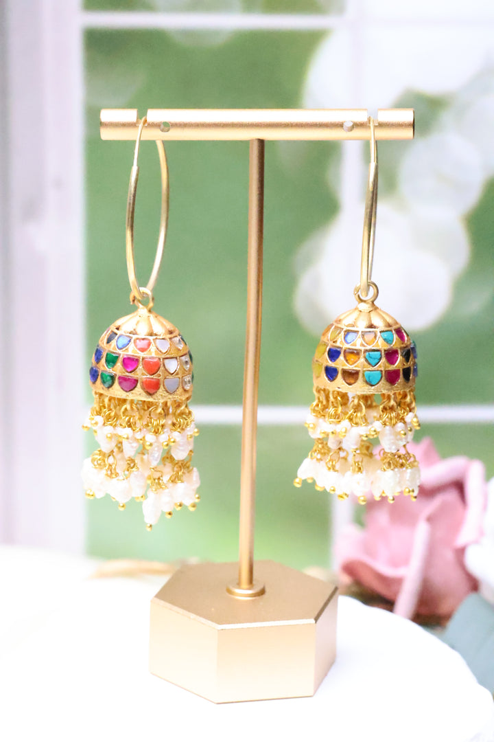Kundan Jadau Hoops [9118]