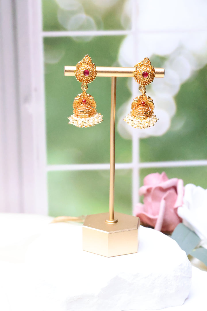 Gold lookalike Jhumka with Screw Back [7602]