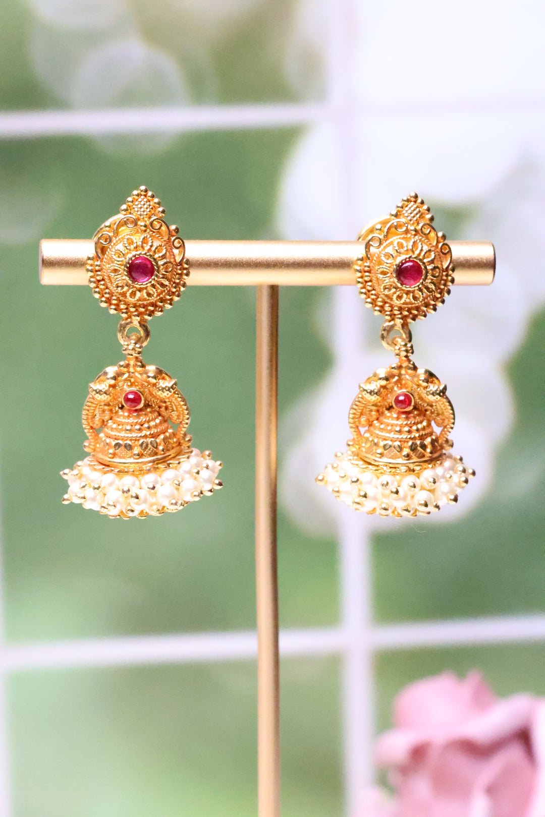 Gold lookalike Jhumka with Screw Back [7602]