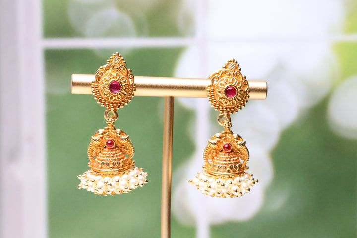 Gold lookalike Jhumka with Screw Back [7602]