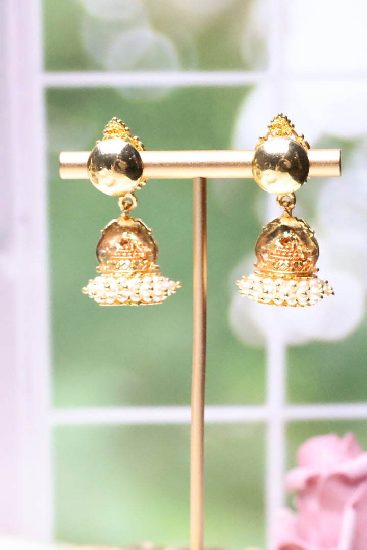 Gold lookalike Jhumka with Screw Back [7602]