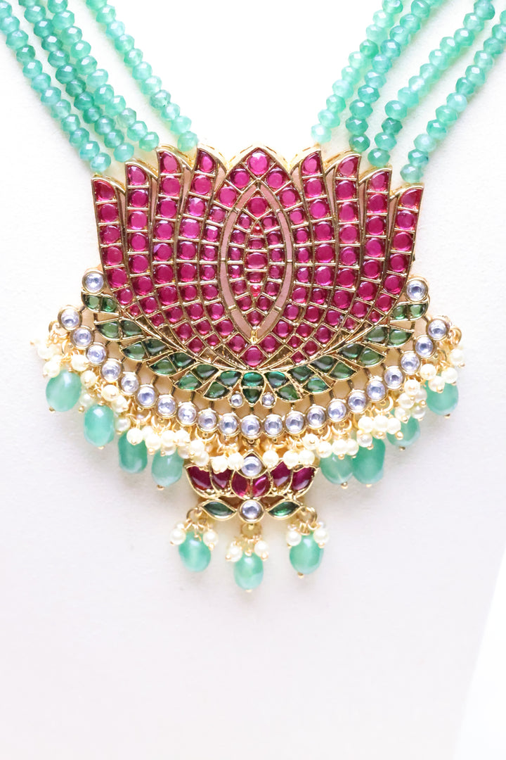 Statement Hydrobead Mala with Lotus Pendant [11663]