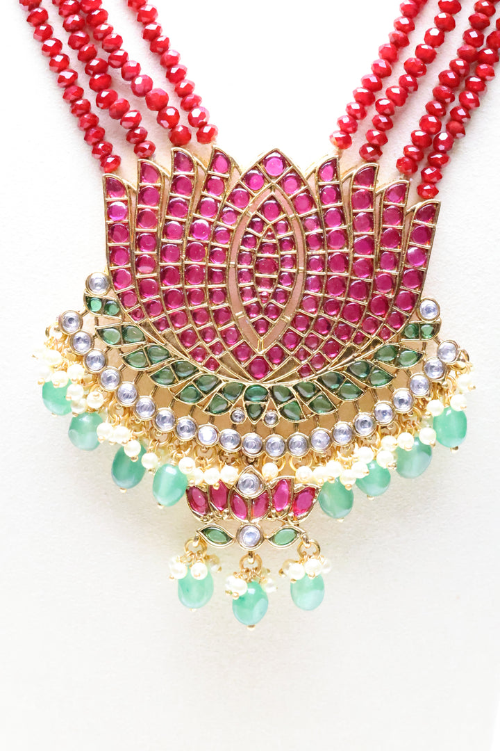 Statement Hydrobead Mala with Lotus Pendant [11663]