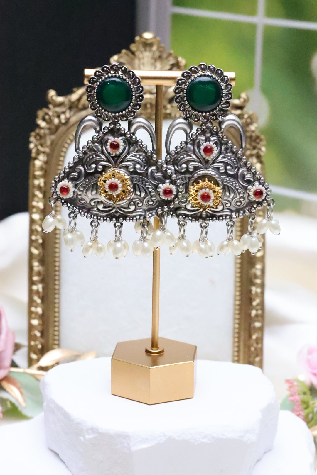 Brass Light Weight Statement Earrings [9828]