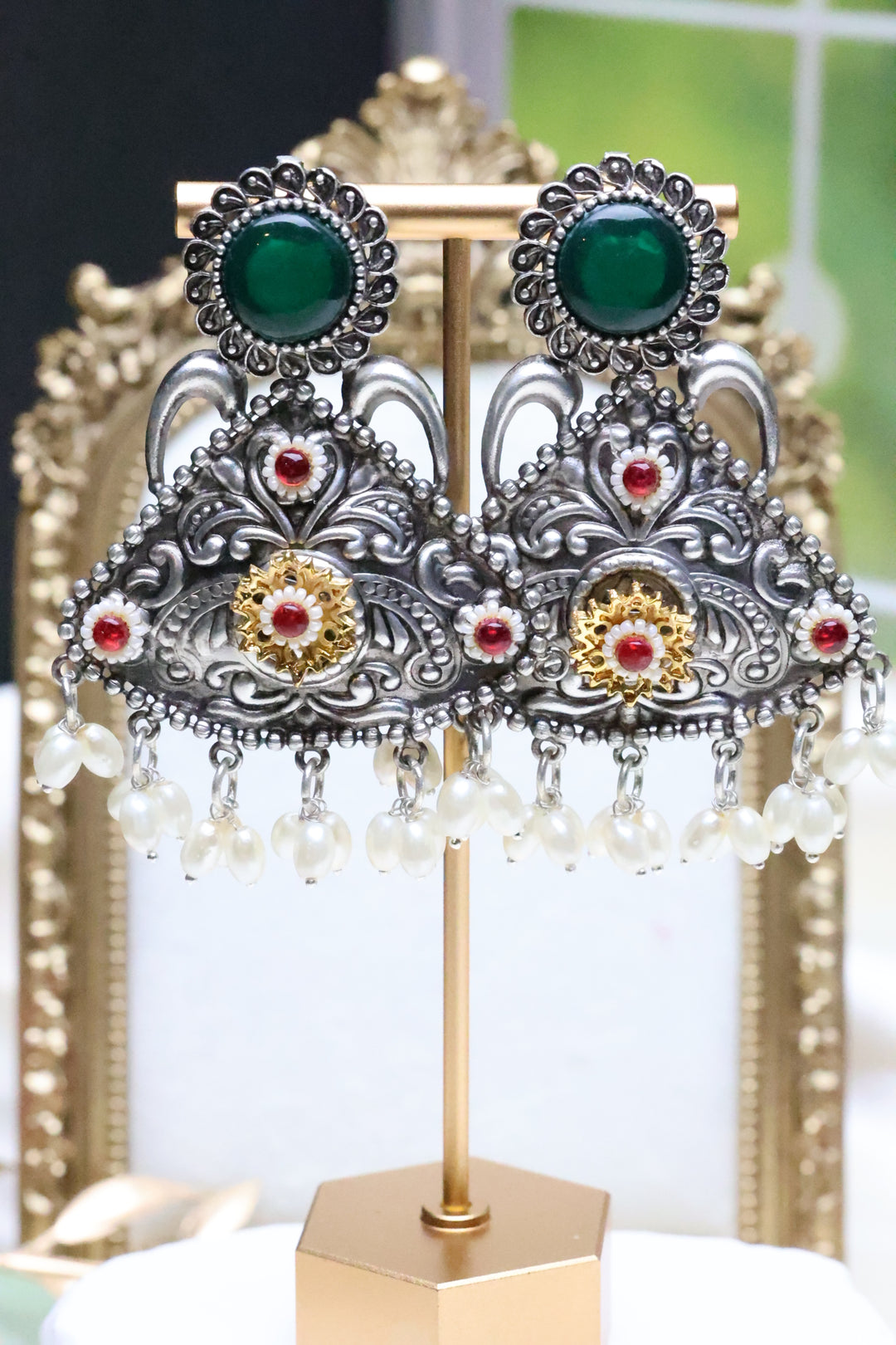 Brass Light Weight Statement Earrings [9828]