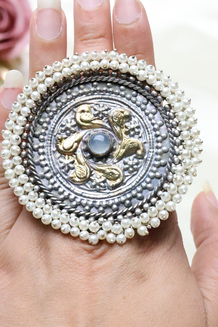 Adjustable Statement Medallion Ring [7487]