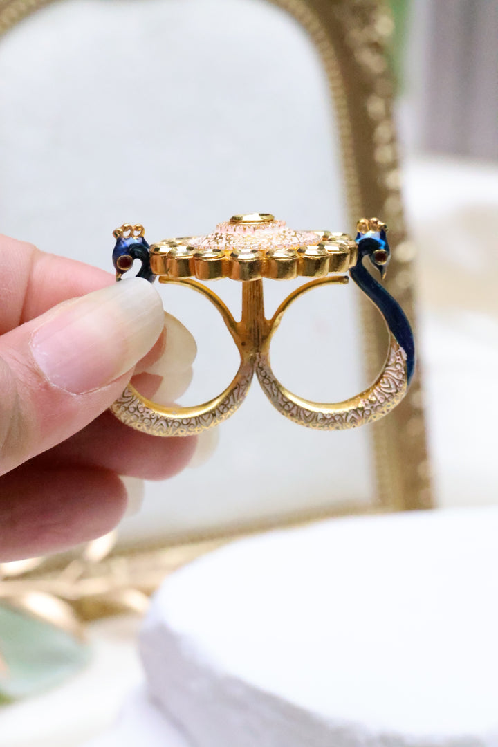 Adjustable Two finger Peacock Ring [3736]