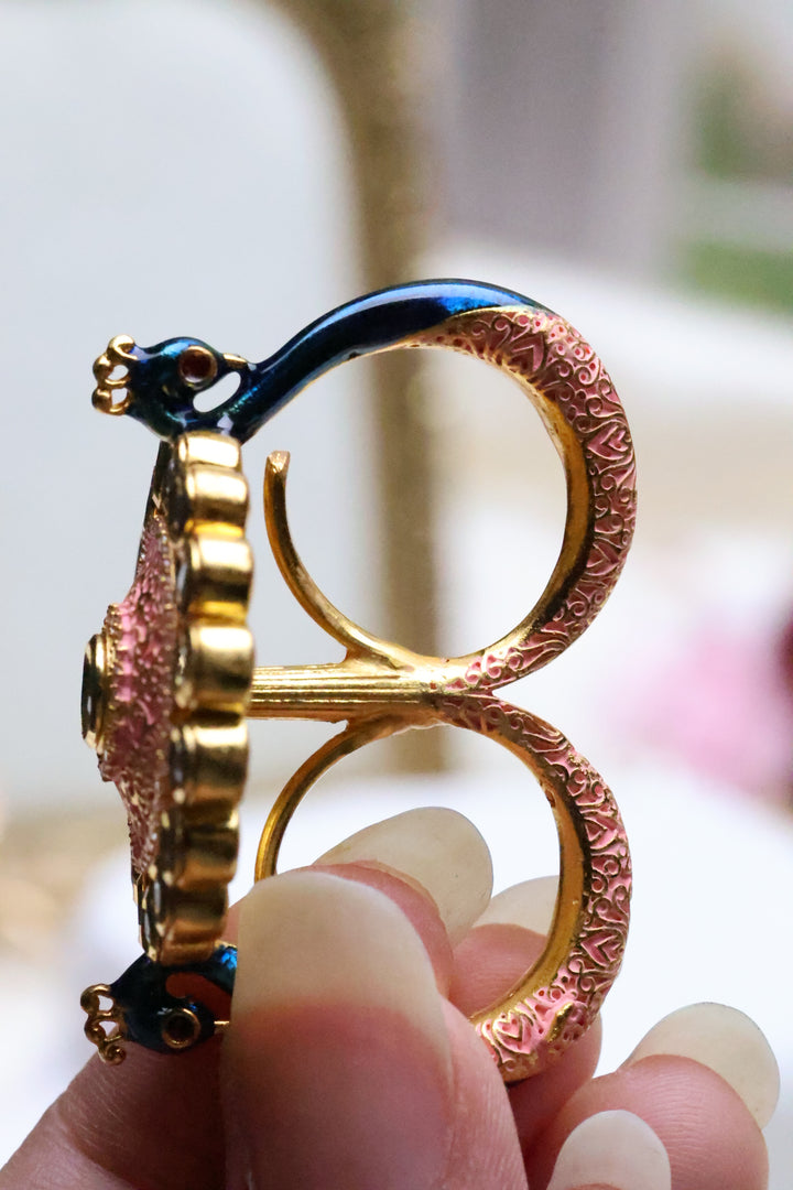 Adjustable Two finger Peacock Ring [3736]