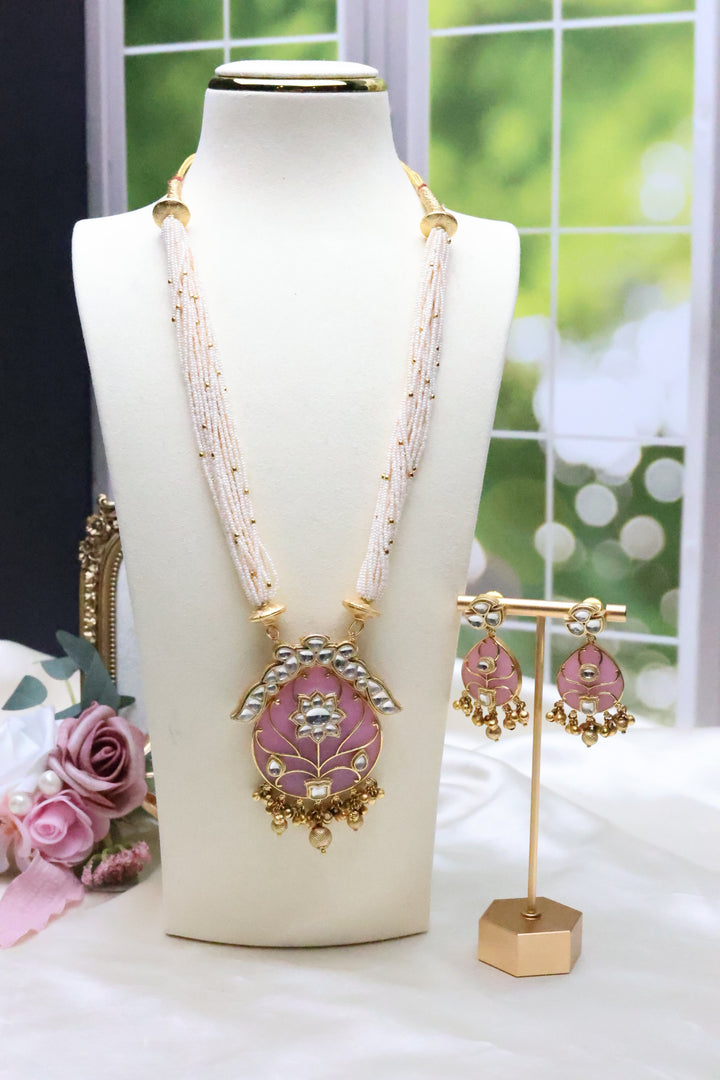 Pearl Mala with Inlay work Pendant [11072]