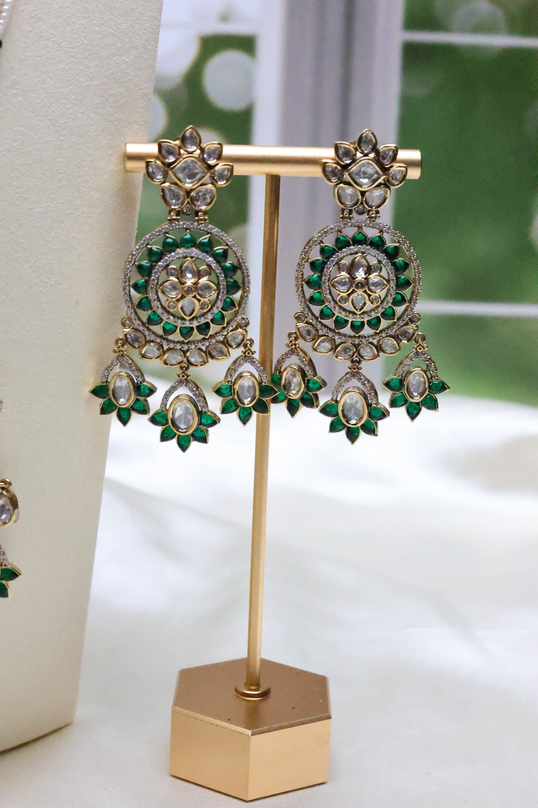 Moissanite Medallion Pendant Mala with Jadau Stones [11057]