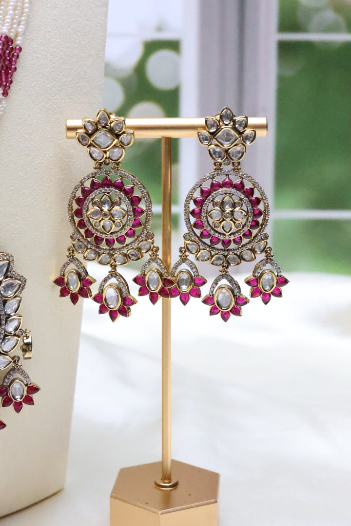 Moissanite Medallion Pendant Mala with Jadau Stones [11057]