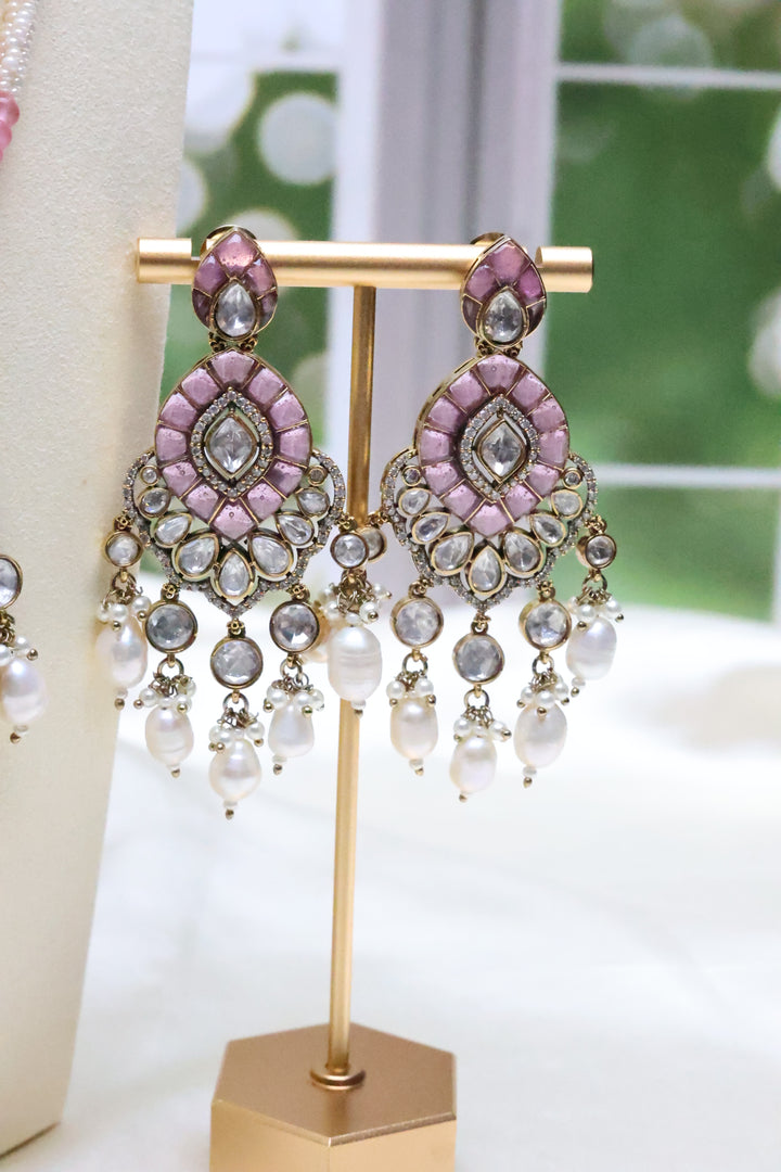 Moissanite Pearl Mala with Jadau Stones [11058]