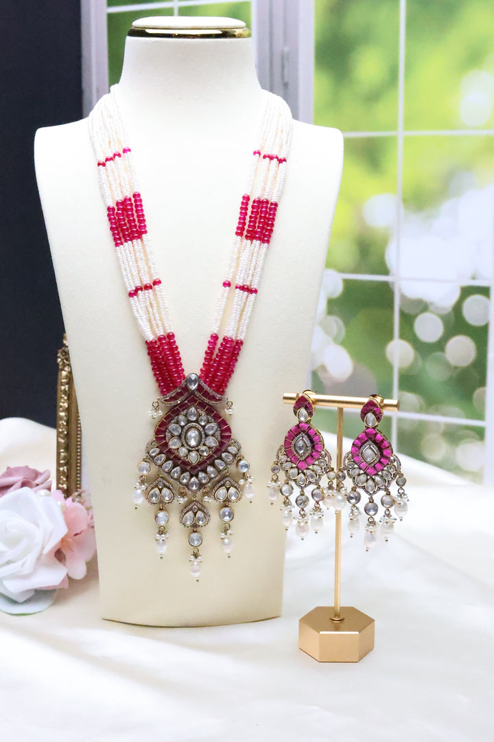 Moissanite Pearl Mala with Jadau Stones [11058]