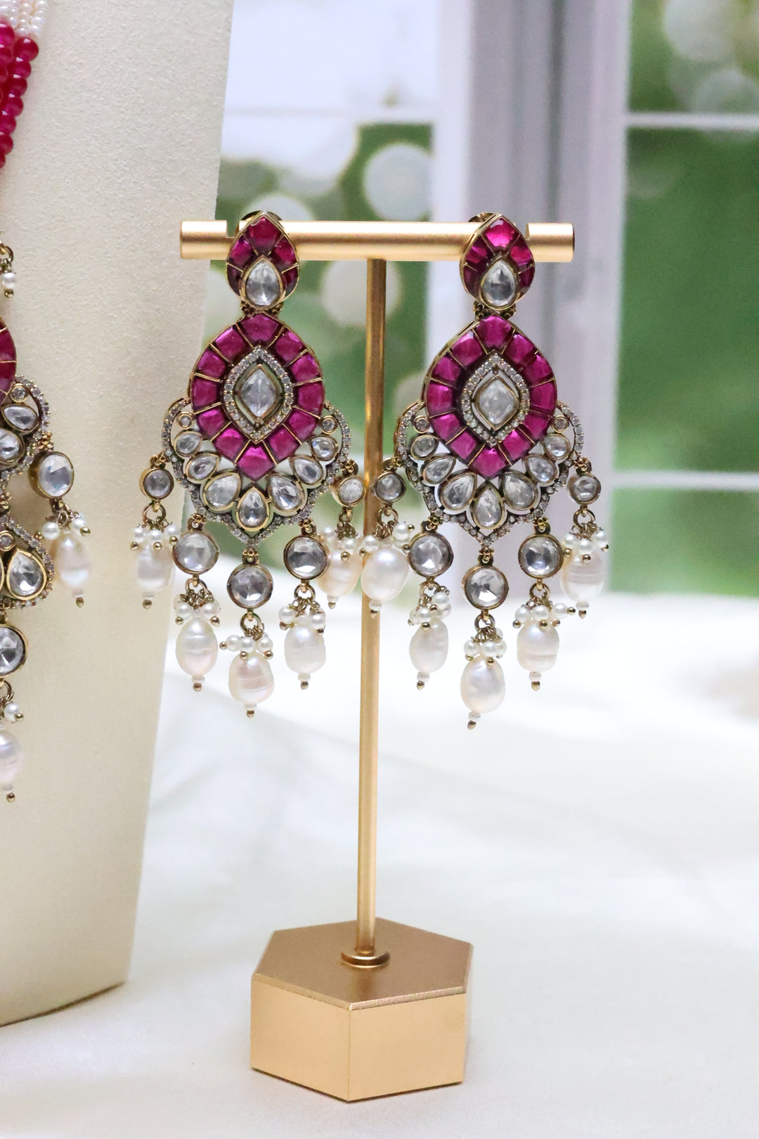 Moissanite Pearl Mala with Jadau Stones [11058]