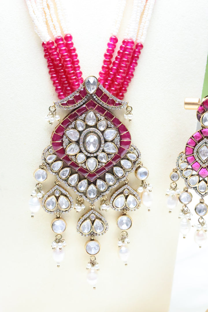 Moissanite Pearl Mala with Jadau Stones [11058]