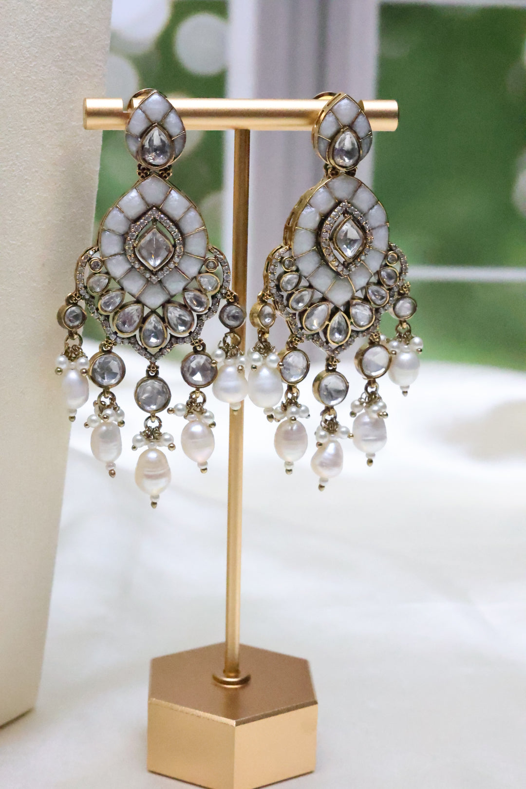 Moissanite Pearl Mala with Jadau Stones [11058]