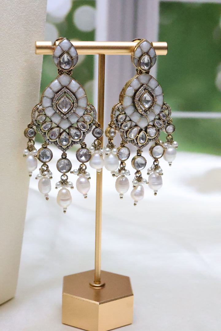 Moissanite Pearl Mala with Jadau Stones [11058]