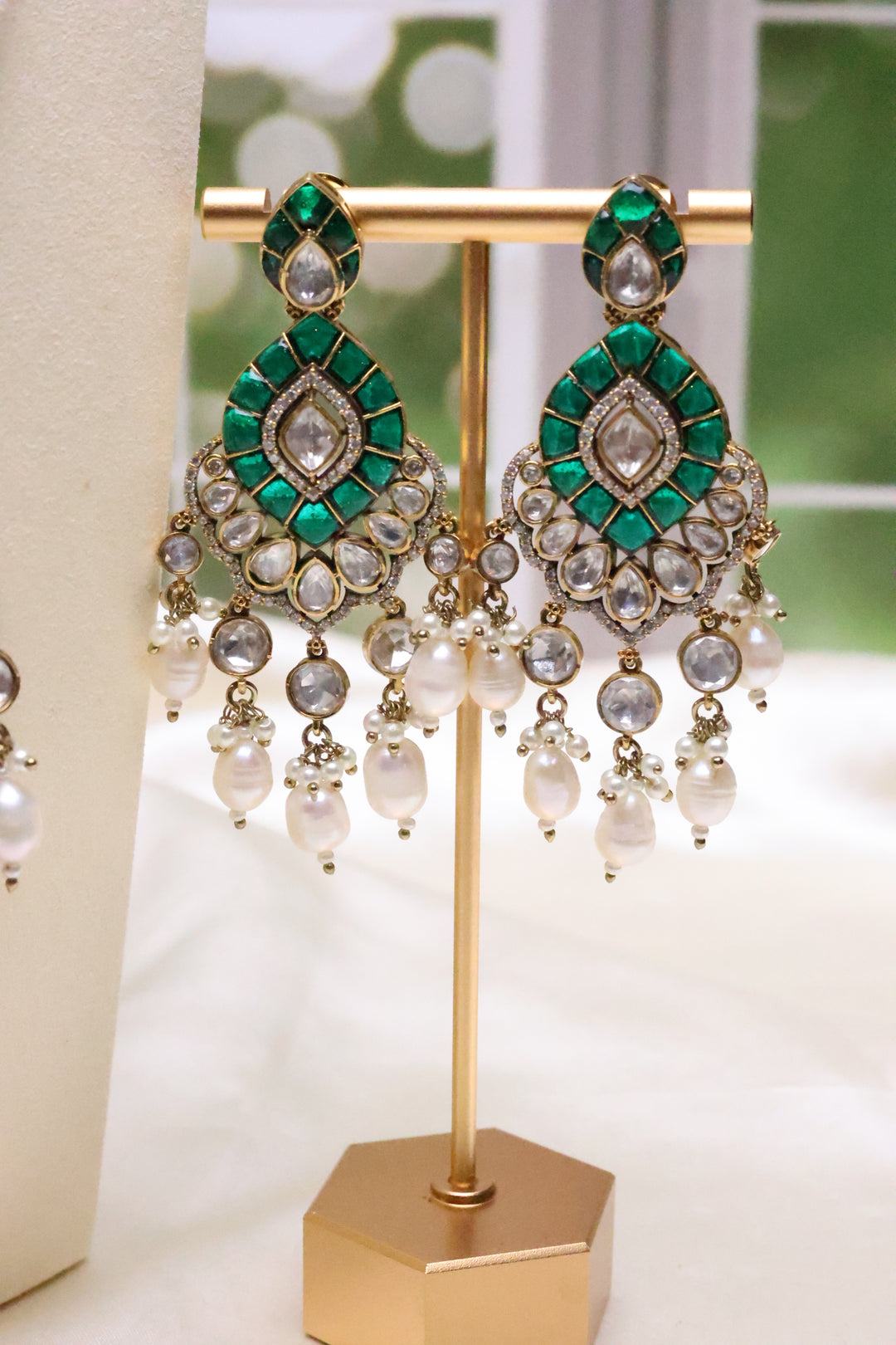 Moissanite Pearl Mala with Jadau Stones [11058]