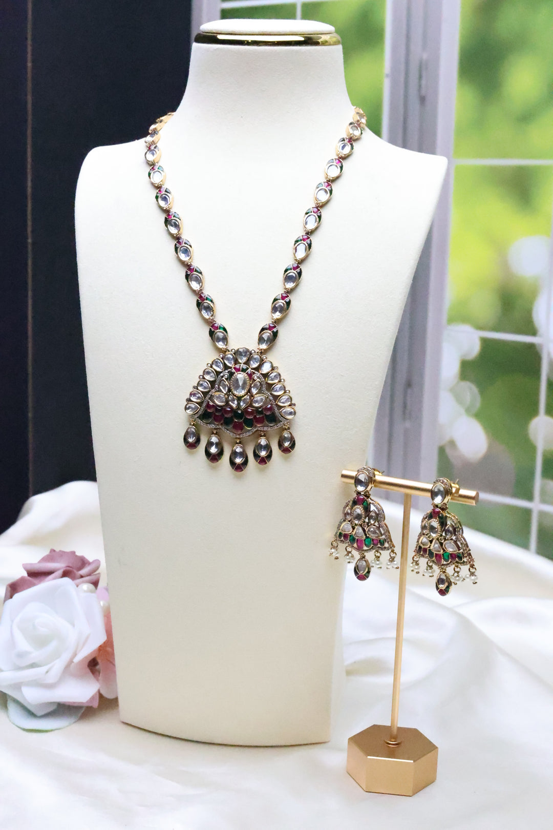 Moissanite Mala with Jadau Stones [11056]