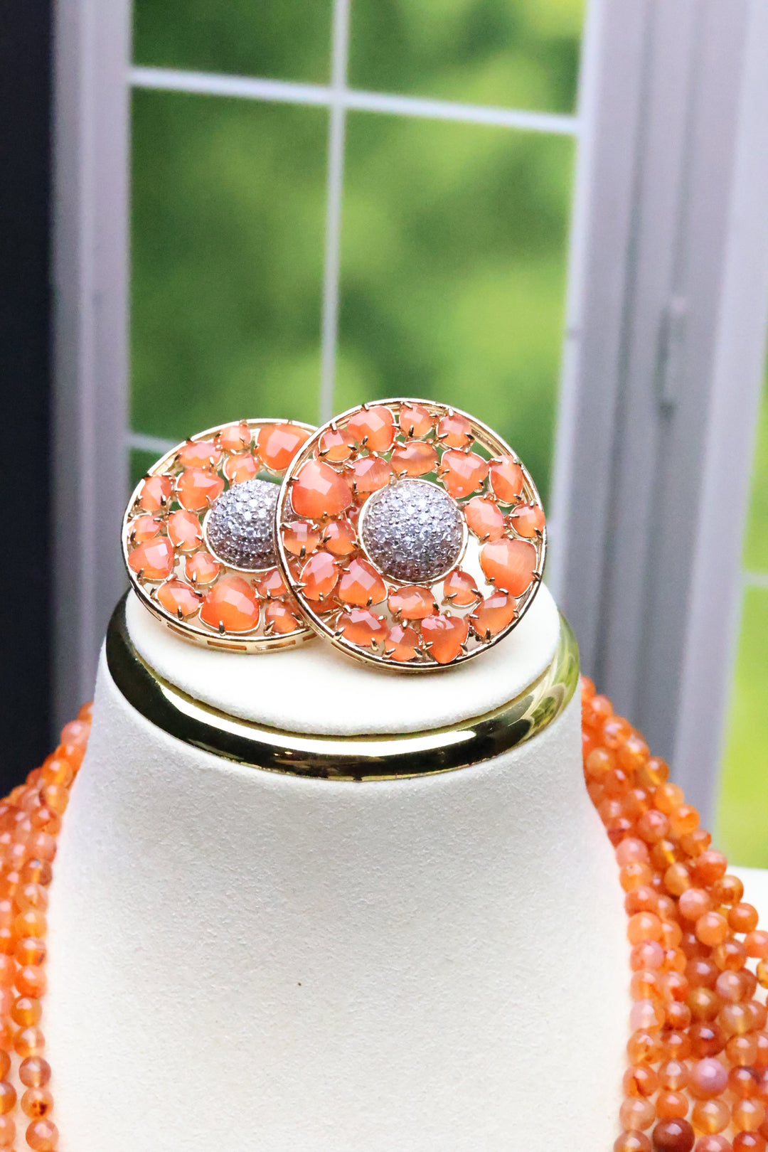 Statement Mala with Natural Glass Beads [10302]