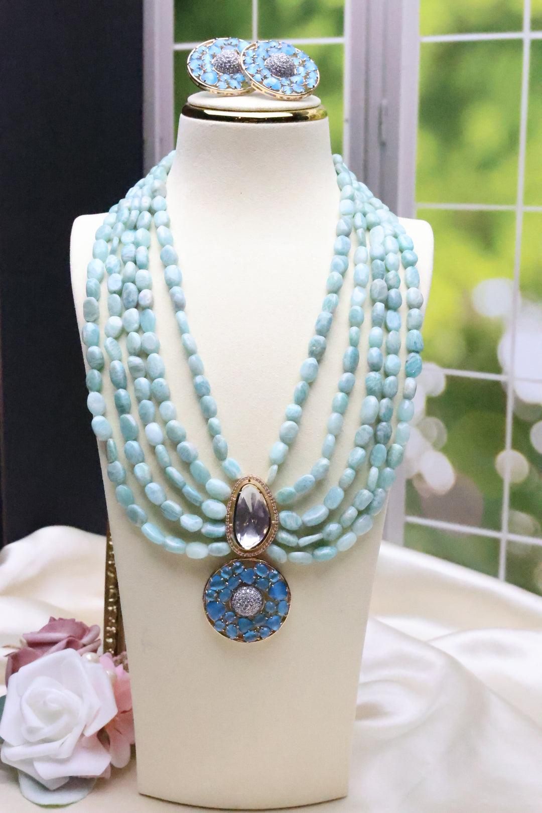 Statement Mala with Natural Glass Beads [10302]