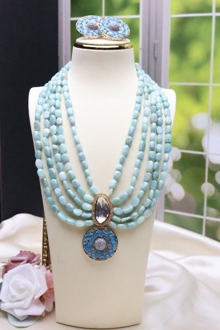 Statement Mala with Natural Glass Beads [10302]