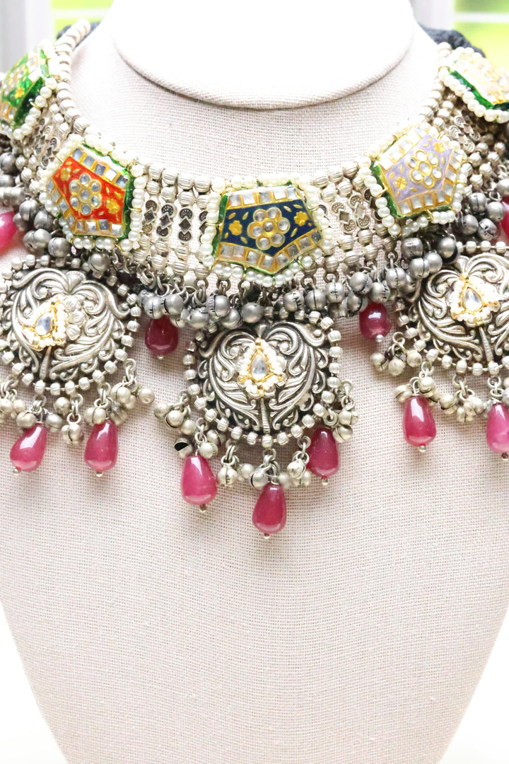 Brass Collection: Statement Necklace with Meenakari Work [6512]
