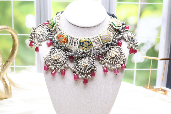 Brass Collection: Statement Necklace with Meenakari Work [6512]