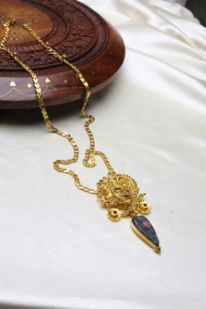 92.5 Silver Temple Pendant Mala (56 gms) [12427]