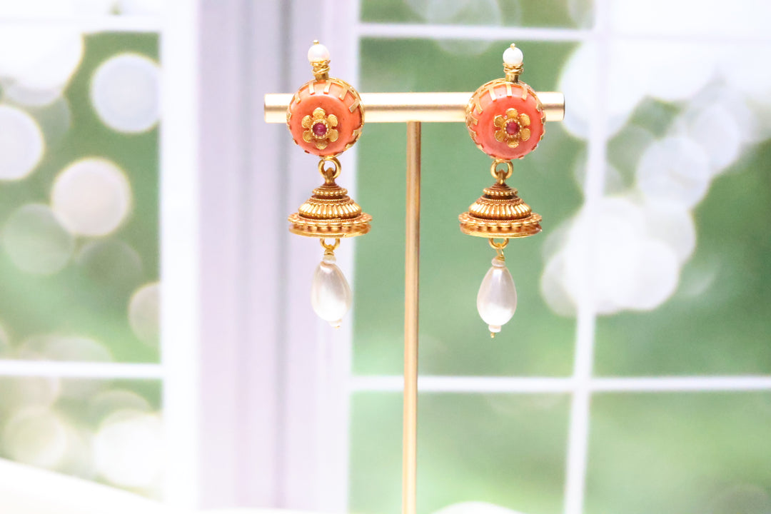 92.5 Silver Temple Earrings || 25.6 gms [11939]
