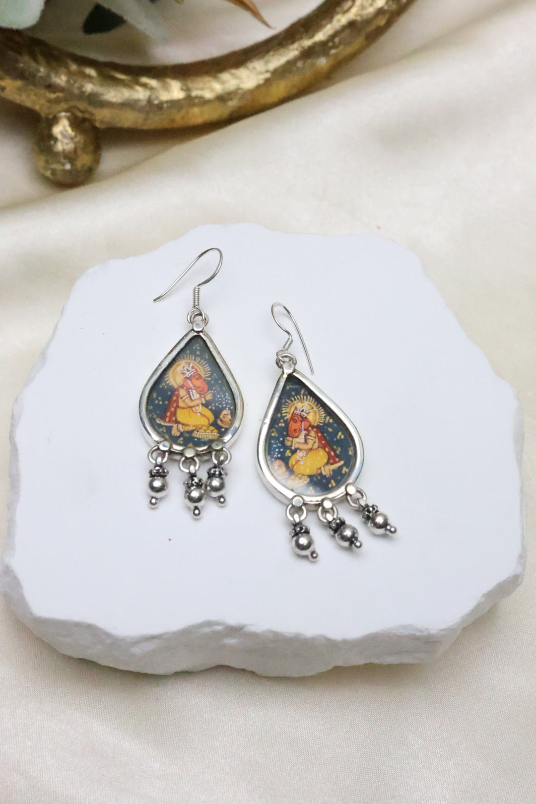 92.5 Silver Painting Earrings [11355]