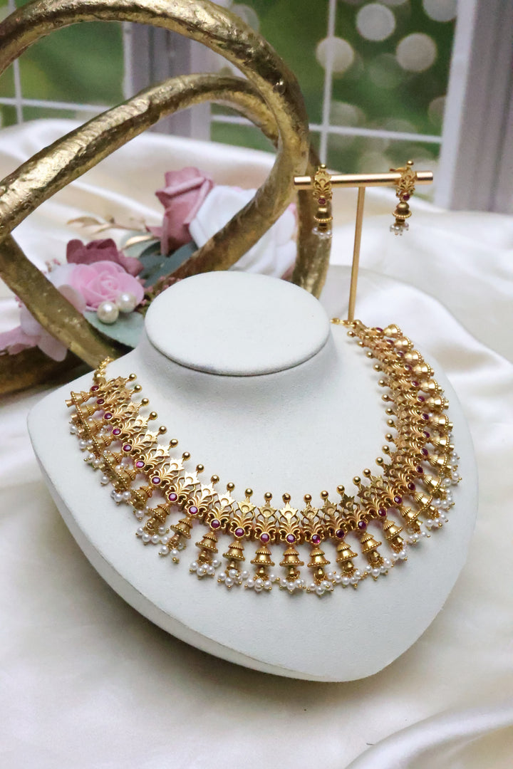 92.5 Silver G.P Temple Necklace (103 gms) [12113]