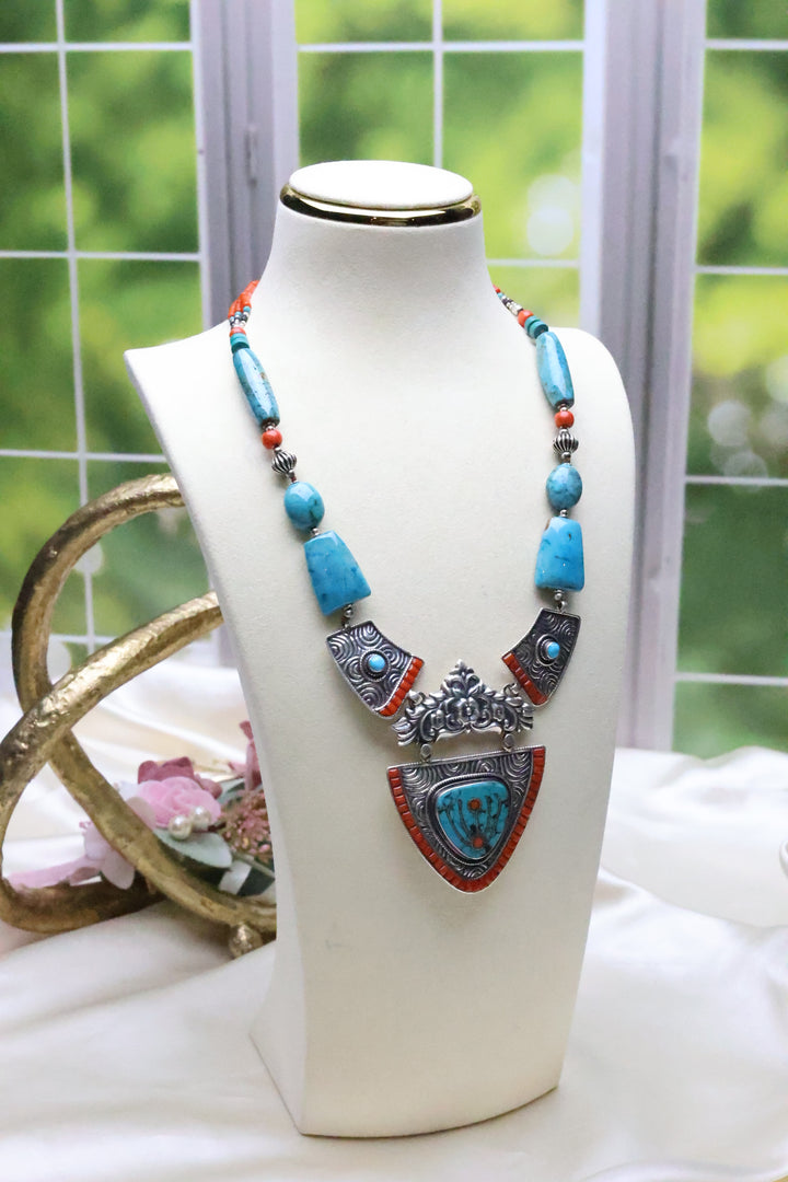 92.5 Silver Tibetan Necklace (80 gms) [10599]