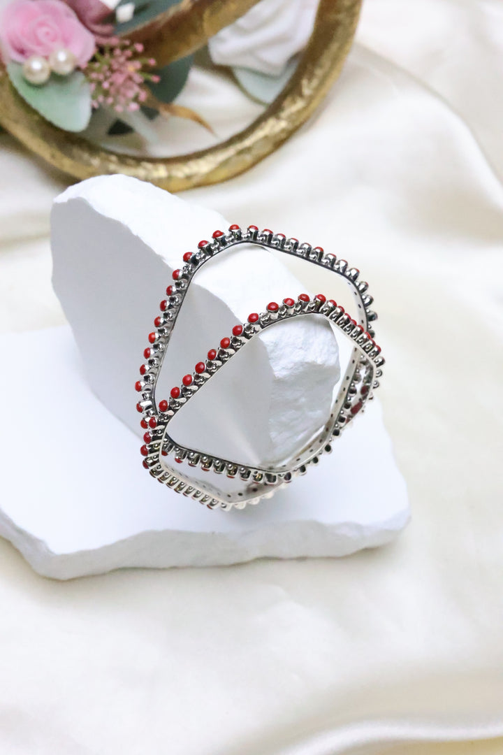 92.5 Silver Coral Bangle | Size 2.6 Non-Openable | (39 gms) [11899]