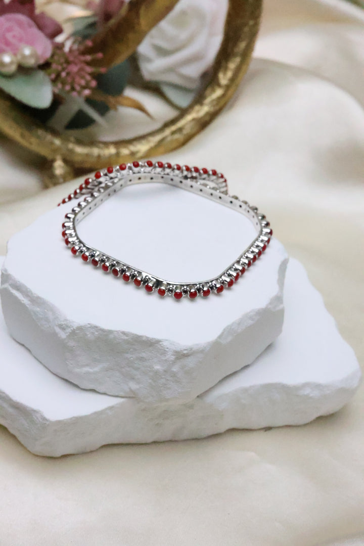 92.5 Silver Coral Bangle | Size 2.6 Non-Openable | (39 gms) [11899]